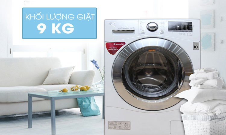 Máy giặt LG 9KG FC1409S2W có khối lượng giặt 9 kg