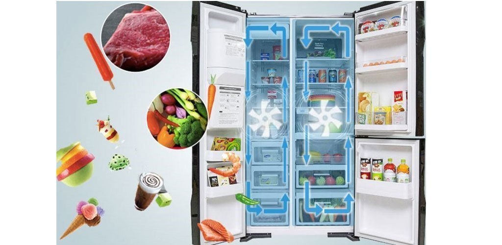 Tủ lạnh Hitachi 584 lít R-M700GPGV2X với hệ thống quạt kép làm lạnh nhanh giúp thực phẩm tươi lâu hơn