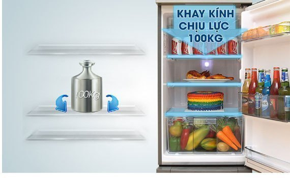Tủ lạnh Panasonic NR-BA228PKVN khay kính chịu lực tốt