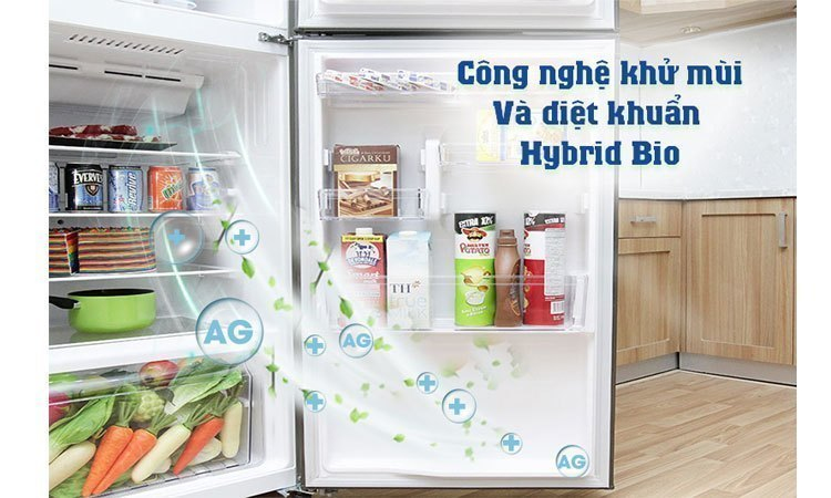 Tủ lạnh Toshiba GR-M25VUBZ(UK) 186 lít màu đen bóng, khử mùi diệt khuẩn vượt trội