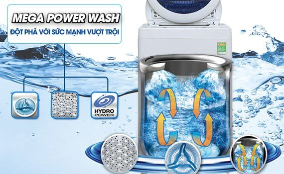 Bột giặt hòa tan đều với hiệu ứng thác nước đôi của máy giặt Toshiba AW-B1000GV