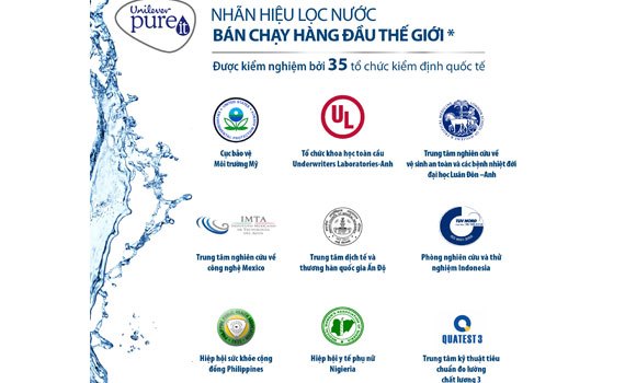 Máy lọc nước Unilever Pureit Excella 9L đạt chuẩn Cục Bảo Vệ Môi Trường Mỹ