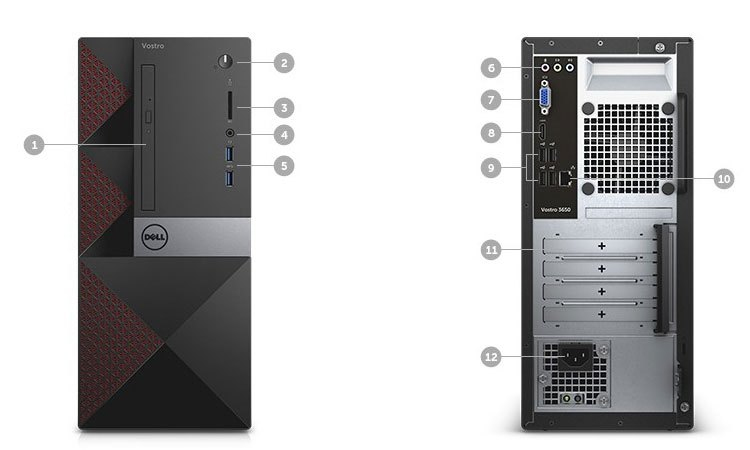 Máy tính để bàn Dell Vostro 3668 (Core i7) hỗ trợ nhiều cổng kết nối