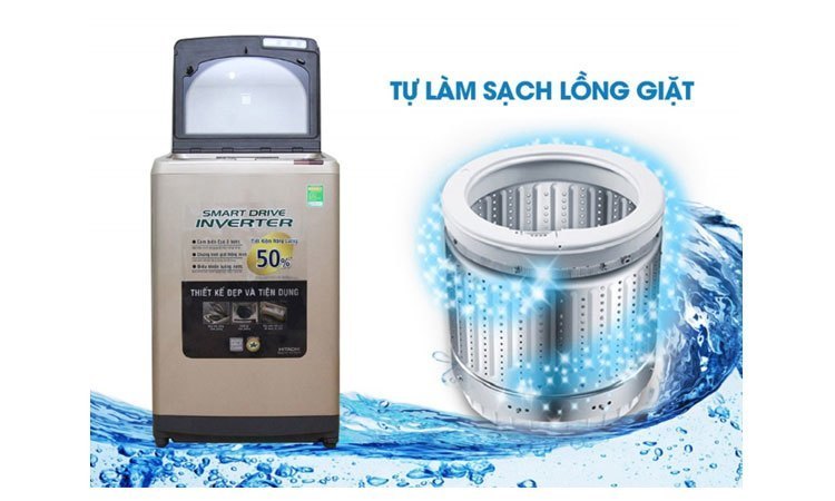 Máy giặt Hitachi SF-200XWV 220-VT(CH) tự động làm sạch lồng giặt