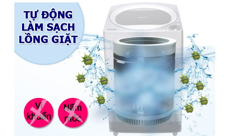 Máy giặt Sharp ES-U80GV-G ngăn chặt mọi vi khuẩn xâm nhập tối ưu