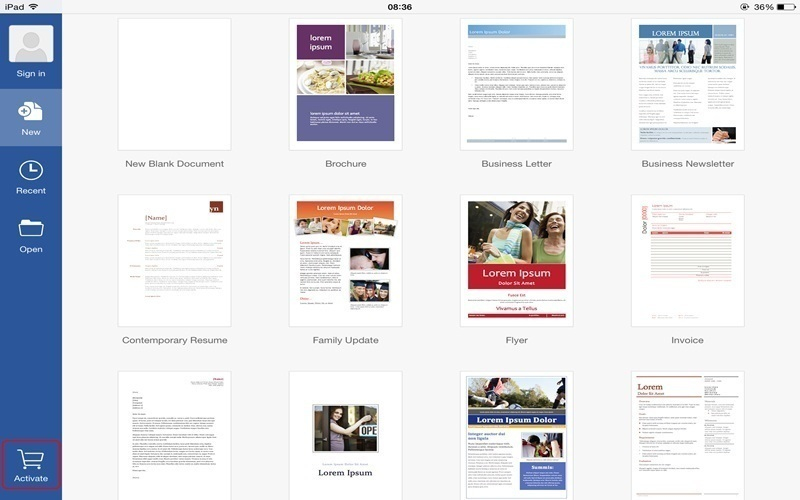 Việc tạo tài liệu mới trên Office cho iPad hoàn toàn giống như trên PC thông thường