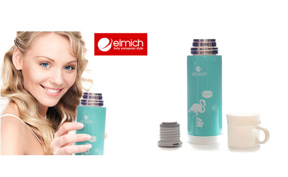 Bình lưỡng tính Elmich Inox 304 F5 500ML thiết kế vỏ ngoài chắc chắn