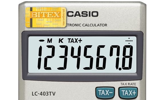 Máy tính Casio LC403TV thiết kế màn hình rộng, các số hiện thị rõ ràng