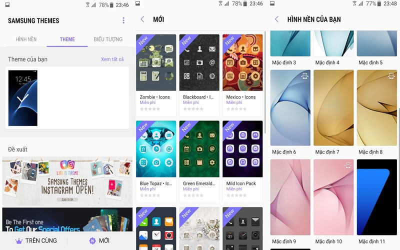 Theme hoàn toàn mới khi cập nhật Nougat cho điện thoại Galaxy S7-S7 Edge