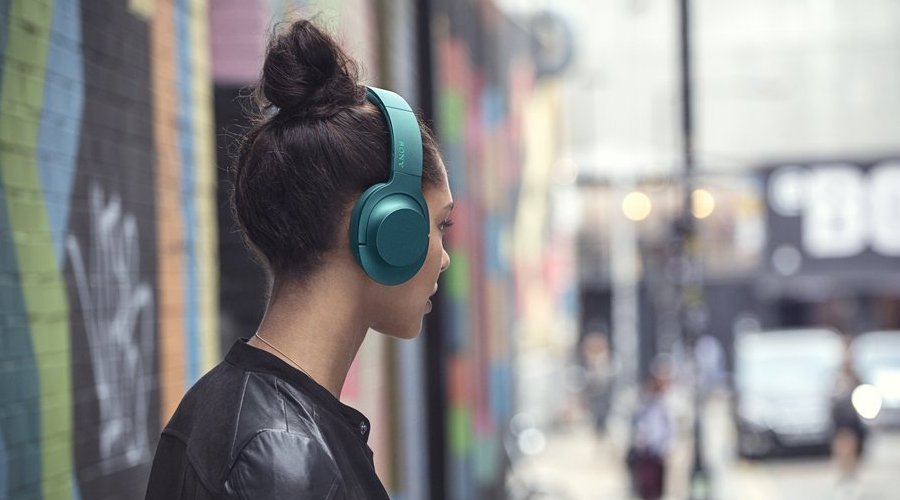 Tai nghe không dây Sony MDR-100ABN xanh có màng loa 40mm