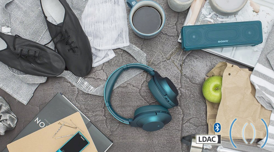 Tai nghe không dây Sony MDR-100ABN xanh có công nghệ LDAC