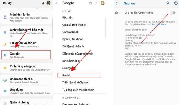 Chế độ sao lưu trên Google (Nguồn: Internet)