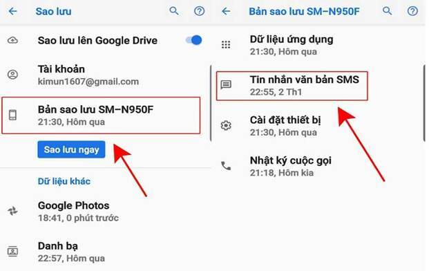 Cách khôi phục tin nhắn SMS với tính năng sao lưu của Google (Nguồn: internet)