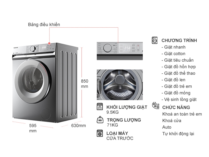 Máy giặt Toshiba Inverter 9.5 kg TW-BL105A4V(SS)