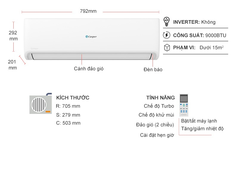 Máy lạnh Casper Inverter 1HP GC-09IS33