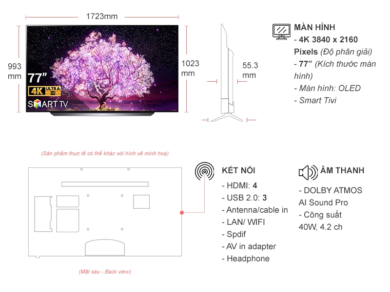 Smart Tivi OLED LG 4K 77 inch OLED77C1PTB