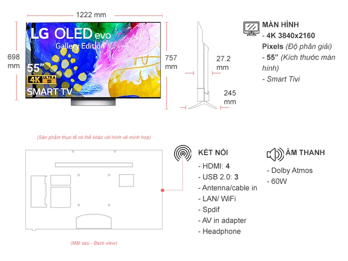 Đánh giá Smart Tivi OLED LG 4K 55 inch OLED55G2PSA tại Nguyễn Kim