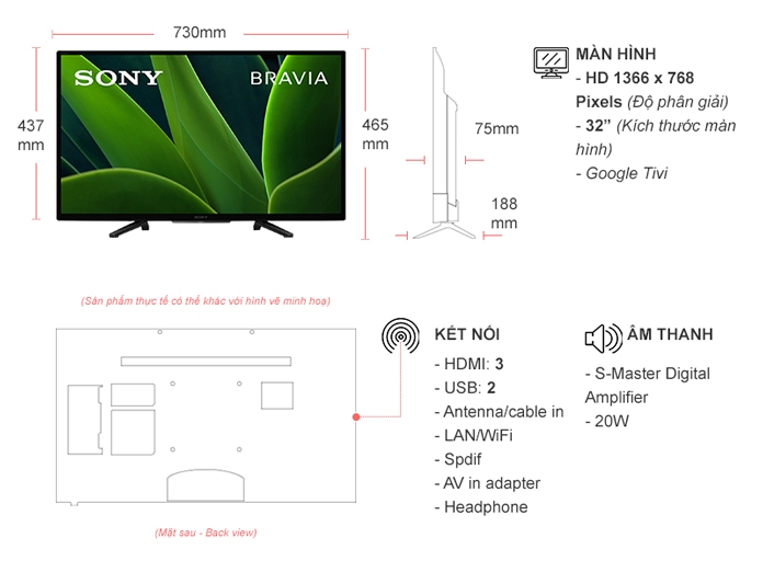 Google Tivi Sony 2K 32 inch KD-32W830K