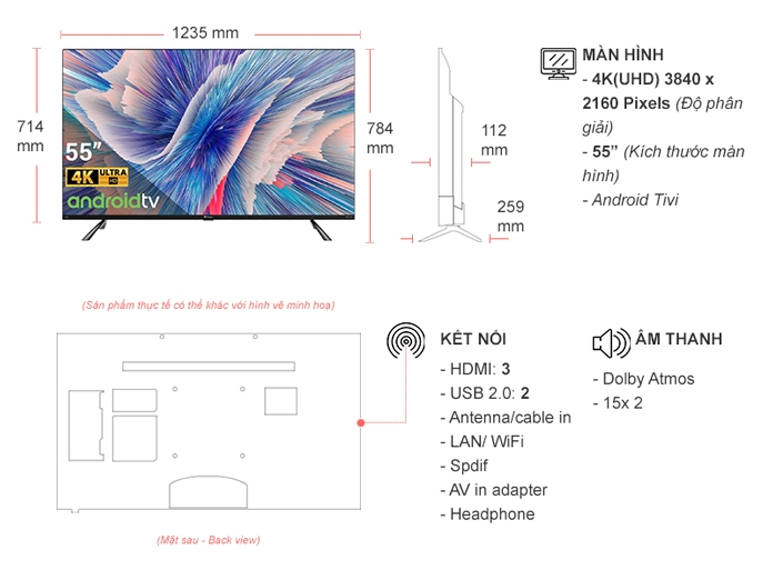 Android Tivi QLED Casper 4K 55 inch 55QG8000