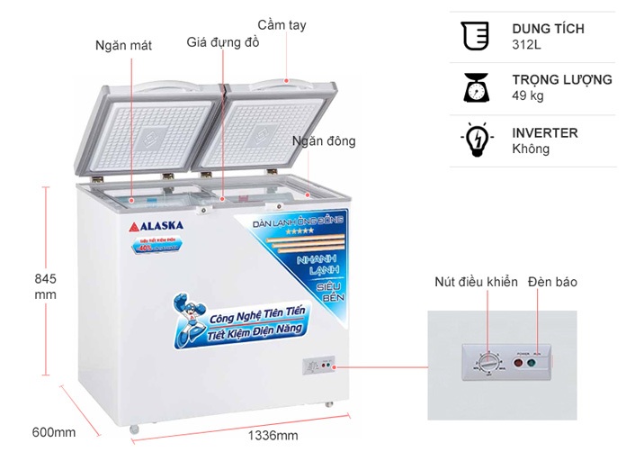 Tủ đông Alaska 312 lít BCD-5068C