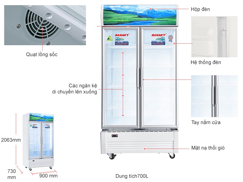 Tủ mát Sanaky Inverter 700 lít VH-8009HP3
