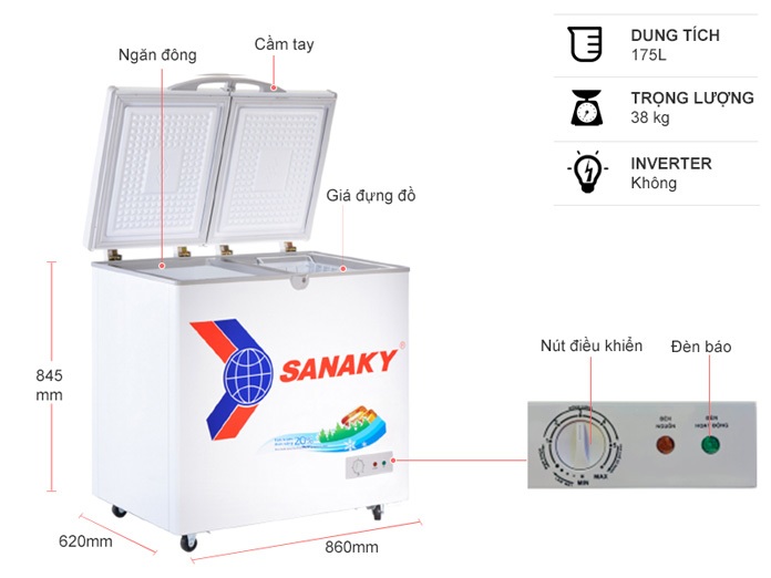 Tủ đông Sanaky 175 lít VH-2299A1