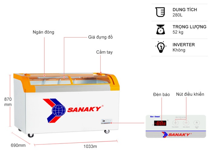 Tủ đông Sanaky 280 lít VH-3899KB