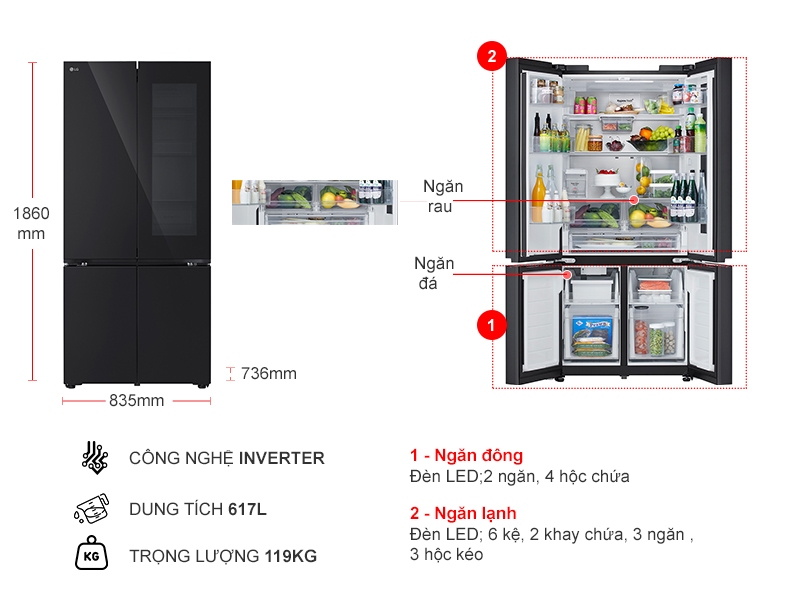 Tủ lạnh LG Inverter 617 lít LFB61BLGAI