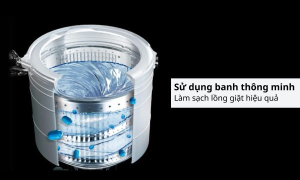 Máy giặt Aqua Inverter 15 kg AQW-DR150UGT.PS - Công nghệ tự làm sạch lồng giặt sử dụng banh thông minh