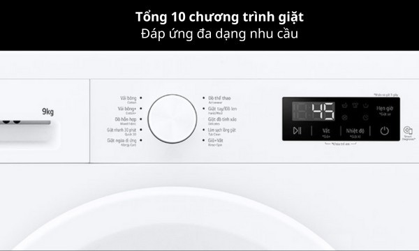 Máy giặt LG Inverter 9 kg FB1209S6W - Tổng 10 chương trình giặt 