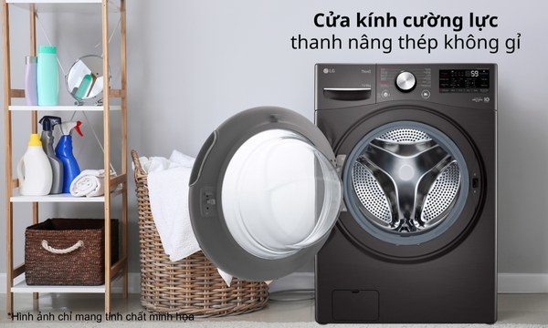 Máy giặt sấy LG F2515RTGB 15/8kg - Cửa lớn, chất liệu kính cường lực