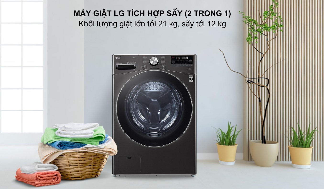 Máy giặt sấy LG Inverter F2721HVRB 21/12kg thiết kế sang trọng