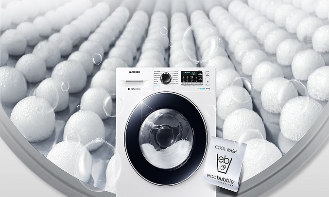 Máy giặt Samsung Inverter 9 kg WW90J54E0BW Công nghệ Eco Bubble đánh bật mọi vết bẩn