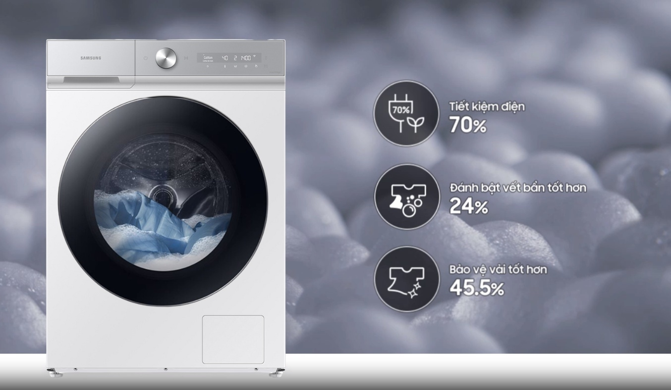 Máy giặt sấy Samsung WD12BB944DGHSV 12/8kg -  Bong bóng siêu mịn AI Ecobubble+™