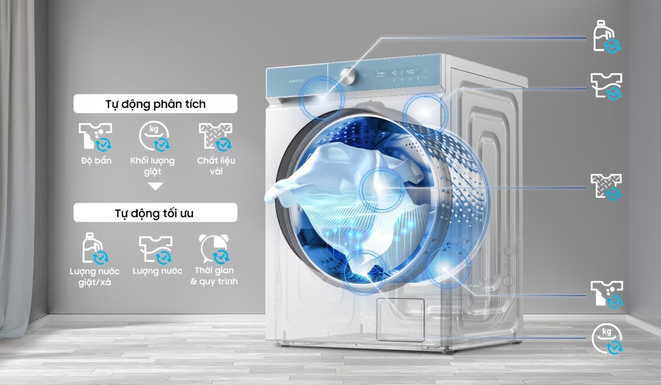 Máy giặt sấy Samsung WD14BB944DGMSV 14/8kg - Giặt cảm biến thông minh AI Wash