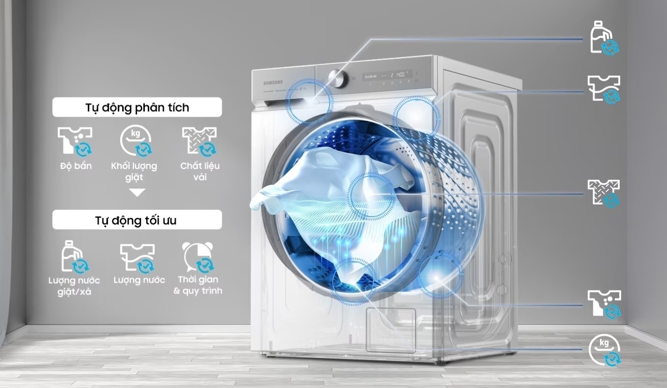 Máy giặt Samsung Inverter 11 kg WW11CB944DGBSV - Giặt cảm biến thông minh AI Wash