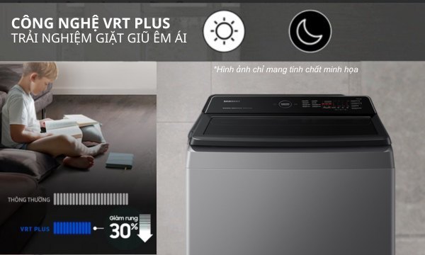 Máy giặt Samsung Inverter 17 kg WA17CG6442BDSV - Chống rung ồn với VRT Plus™