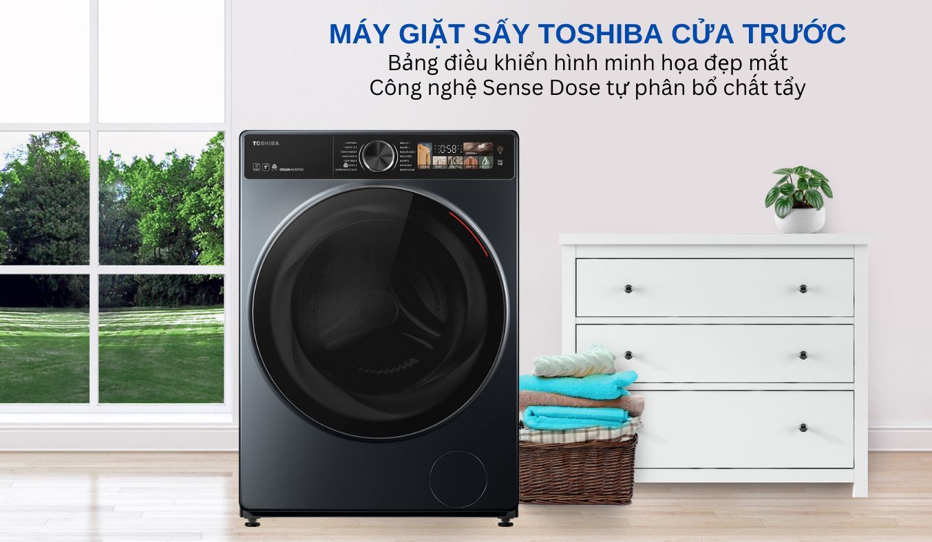 Máy giặt sấy Toshiba Inverter TWD-T25BZU115MWV(MG) 10.5/7kg Máy giặt Toshiba thiết kế sang trọng