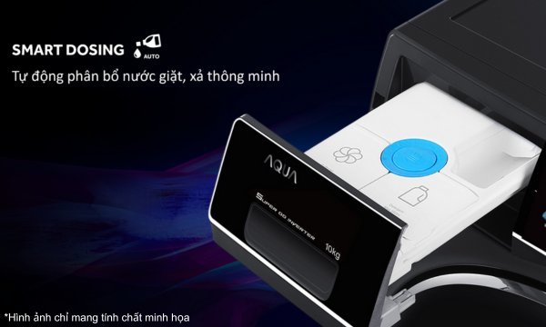 Máy giặt Aqua Inverter 10 kg AQD-DDW1000J.BK Tự động phân bổ nước giặt xả Smart Dosing