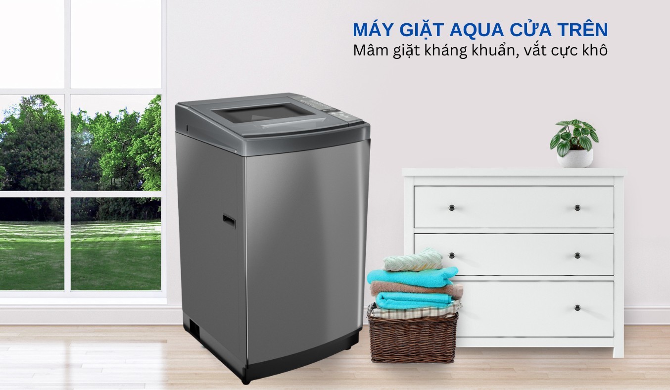 Máy giặt Aqua 8 kg AQW-KS80GT.S tích hợp nhiều công nghệ