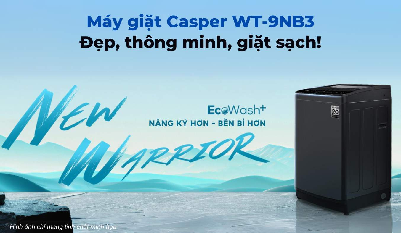 Máy giặt Casper 9 kg WT-9NB3 thiết kế sang trọng