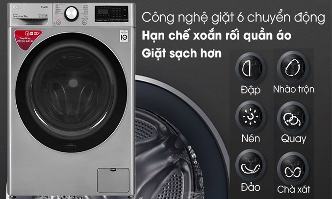 Máy giặt LG Inverter 9 kg FV1409S2V - Công nghệ giặt 6 chuyển động