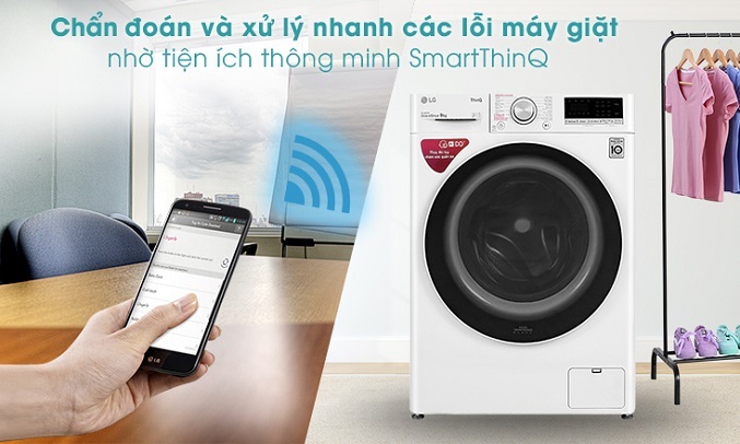 Máy giặt LG Inverter 9 Kg FV1409S4W- Ứng dụng Smart ThinQ
