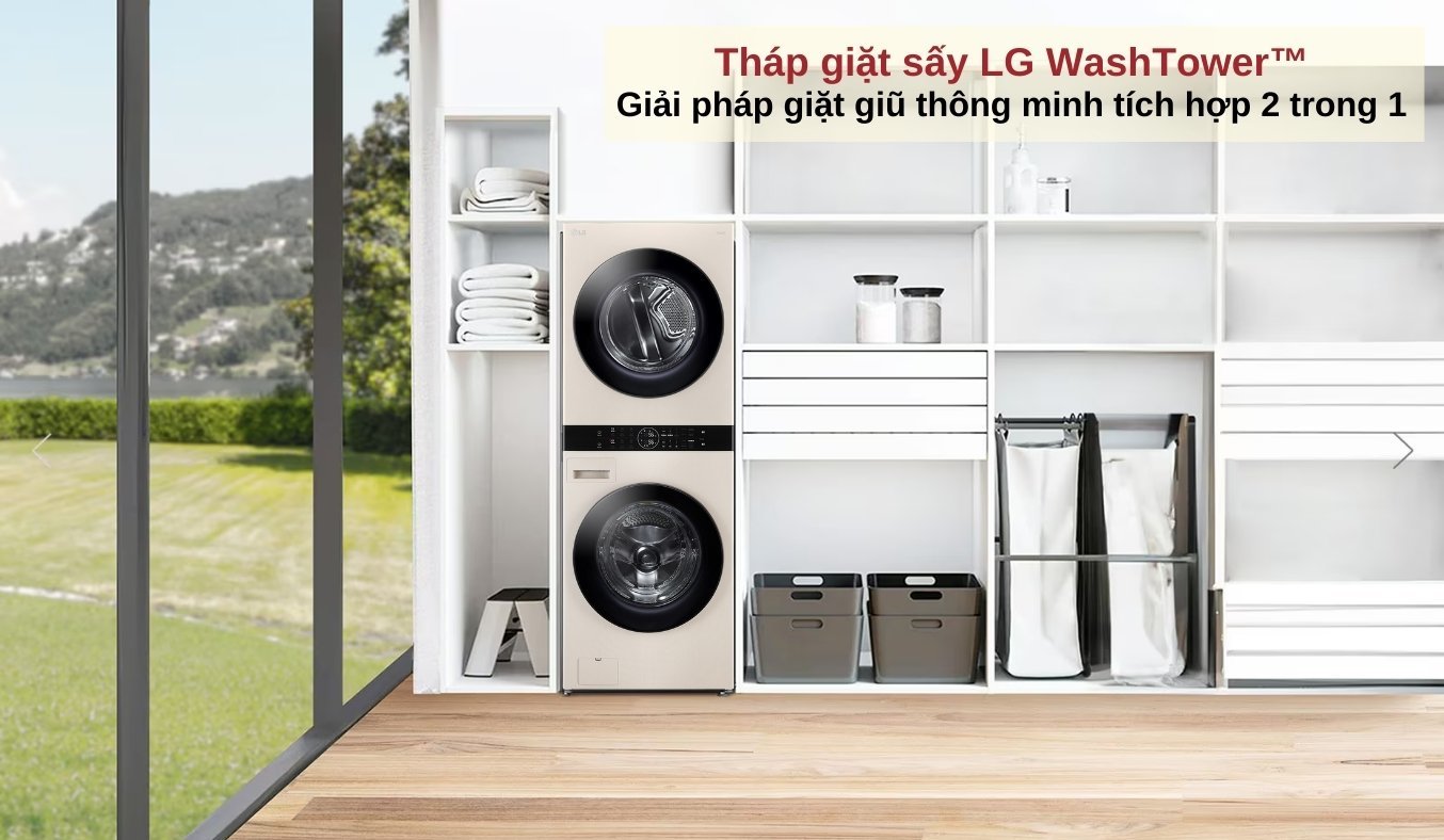 Máy giặt sấy LG Inverter WT1410NHE 14/10kg - Giải pháp giặt giũ tích hợp 2 trong 1