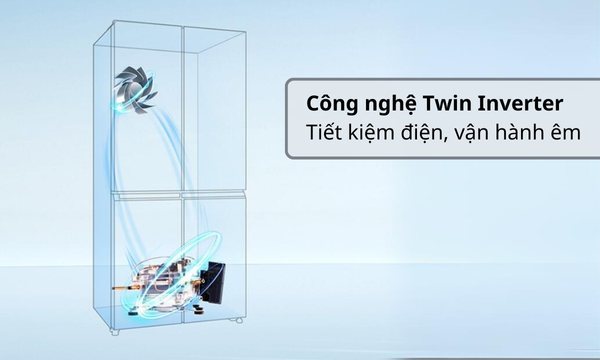 Tủ lạnh Aqua Inverter 320 lít AQR-B380MA(WGP)U1 - Twin Inverter tiết kiệm điện