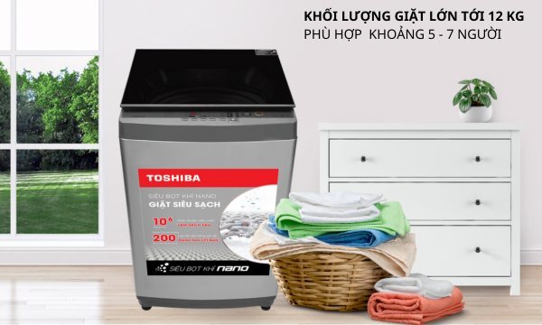 Máy giặt Toshiba Inverter 12 kg AW-DUK1300KV(SG) Xoáy thác nước đa chiều