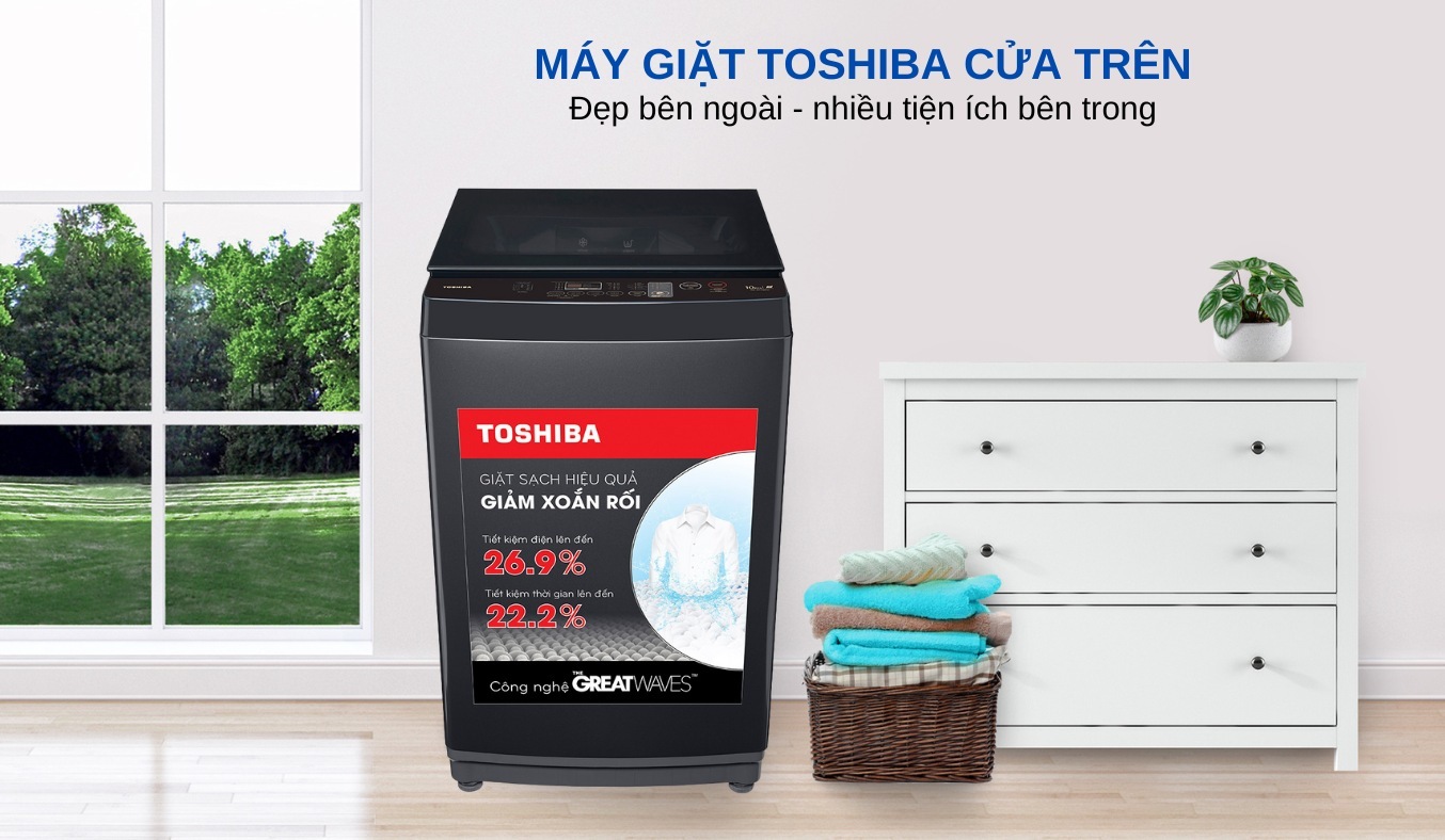 Máy giặt Toshiba 9 kg AW-M1000FV(MK) Máy giặt Toshiba thiết kế sang trọng