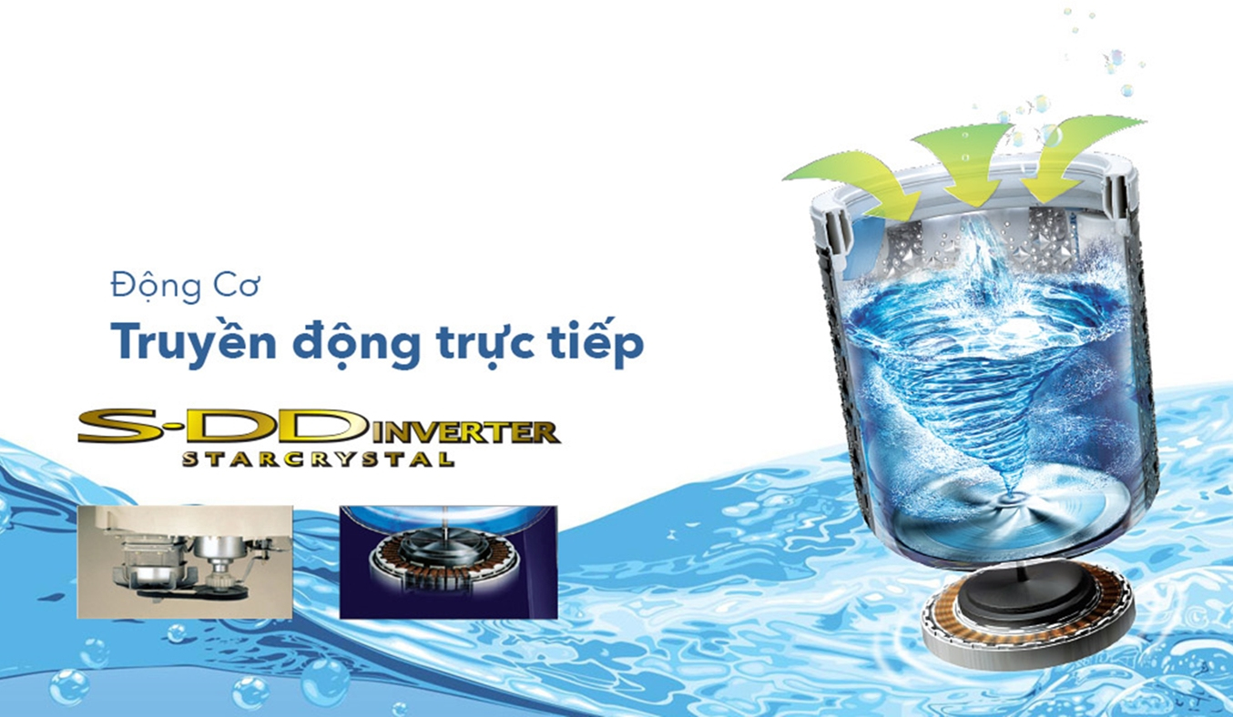 Máy giặt Toshiba AW-DC1005CV (WB) đột phá động cơ truyền động trực tiếp