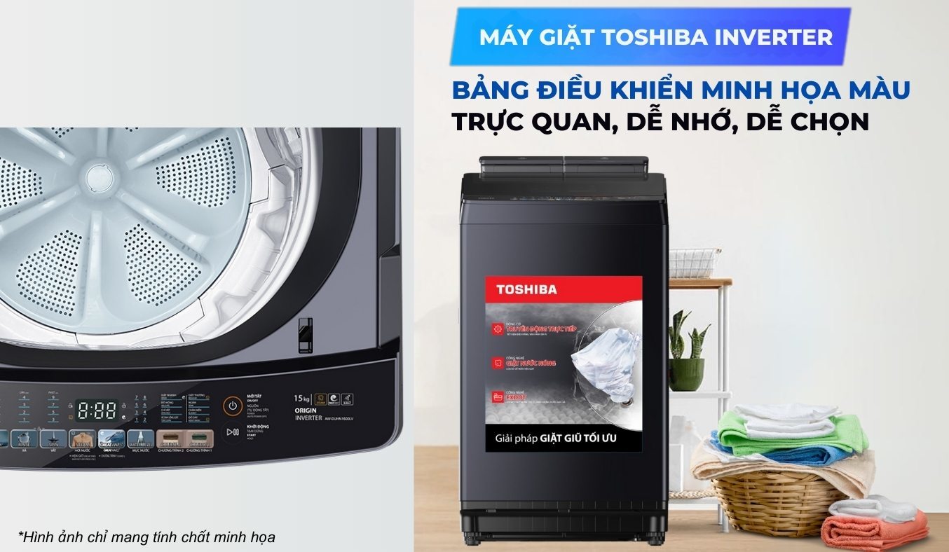 Máy giặt Toshiba Inverter 15 kg AW-DUHN1600LV(MG) thiết kế sang trọng