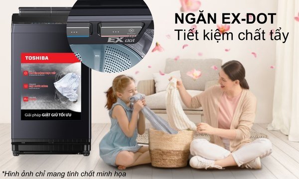 Máy giặt Toshiba Inverter 15 kg AW-DUHN1600LV(MG) Ngăn Ex-dot lớn tự phân bổ chính xác nước giặt xả